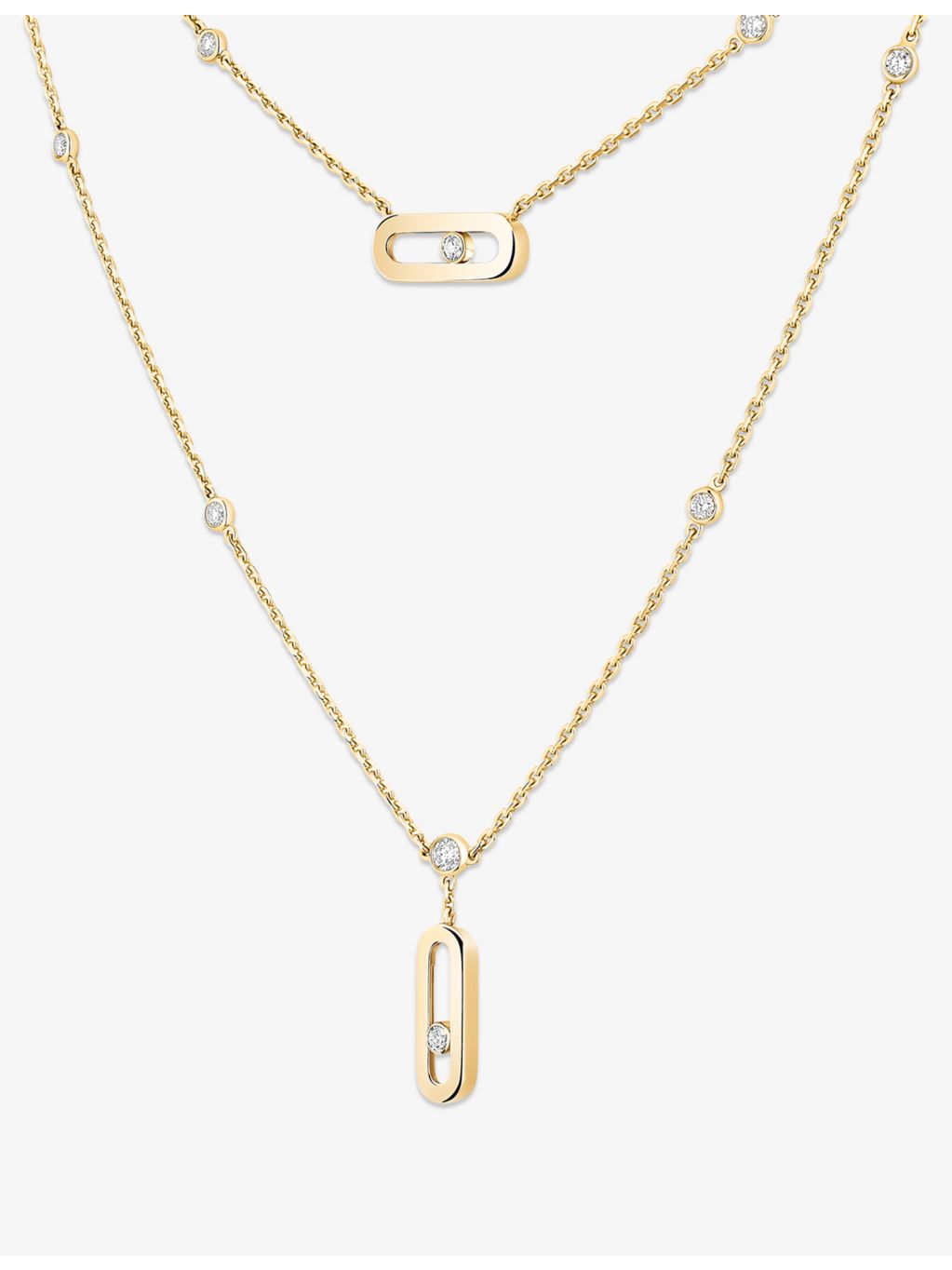 Messika 18ct yellow gold diamond necklace 0.03ct, imported from the UK