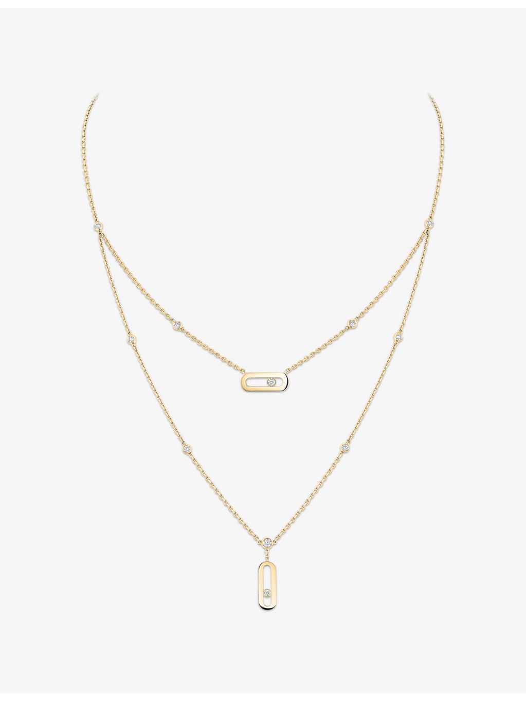 Messika 18ct yellow gold diamond necklace 0.03ct, imported from the UK
