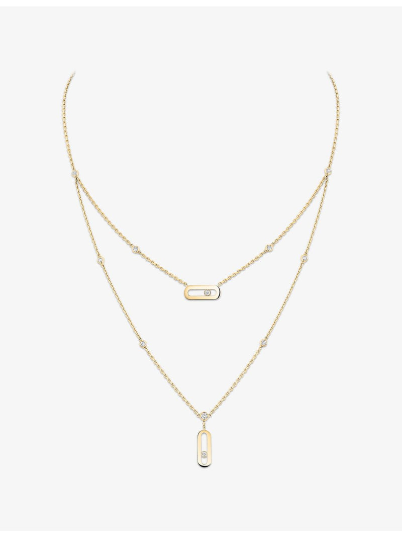 Messika 18ct yellow gold diamond necklace 0.03ct, imported from the UK
