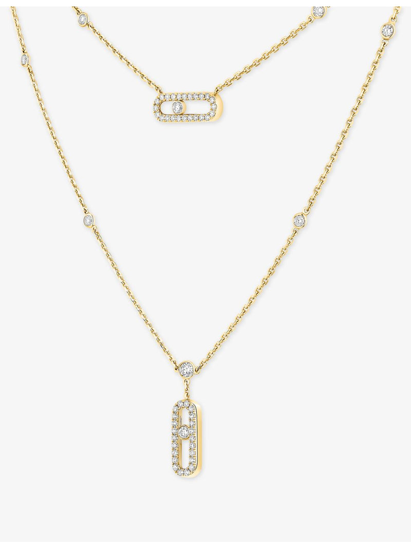 Messika Move Uno two-row pavé 18ct gold diamond necklace, UK version