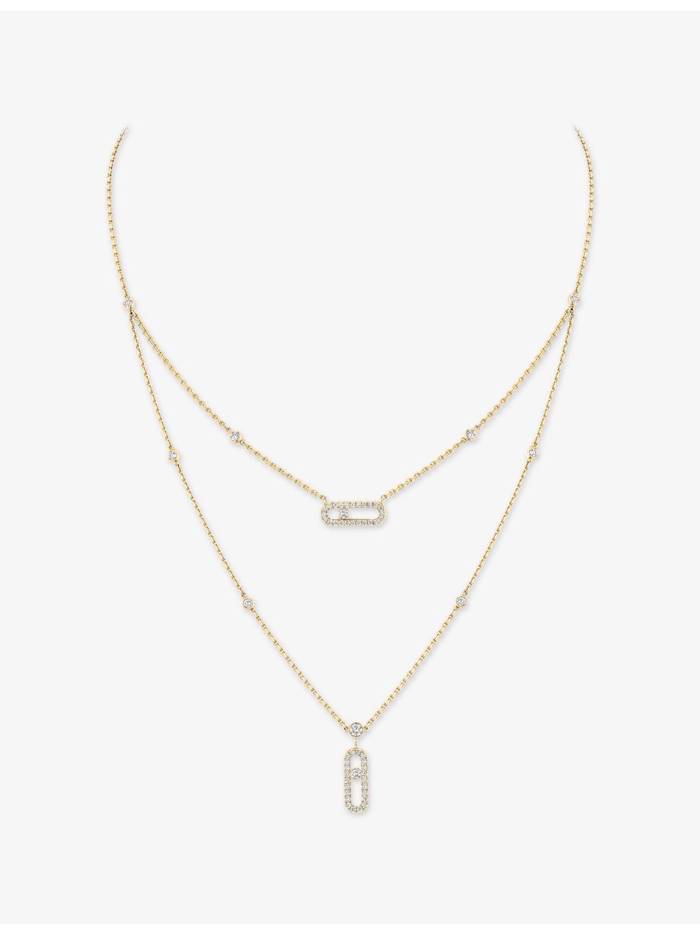 Messika Move Uno two-row pavé 18ct gold diamond necklace, UK version
