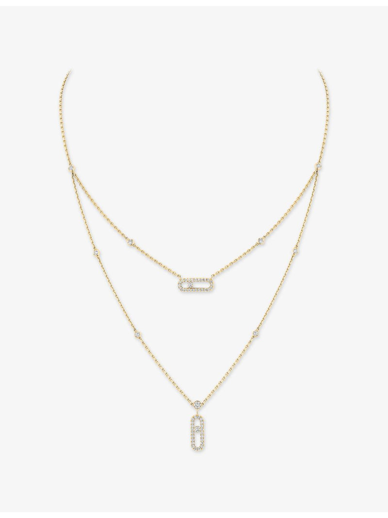 Messika Move Uno two-row pavé 18ct gold diamond necklace, UK version