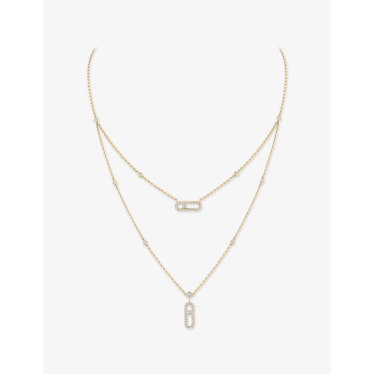 Messika Move Uno two-row pavé 18ct gold diamond necklace, UK version