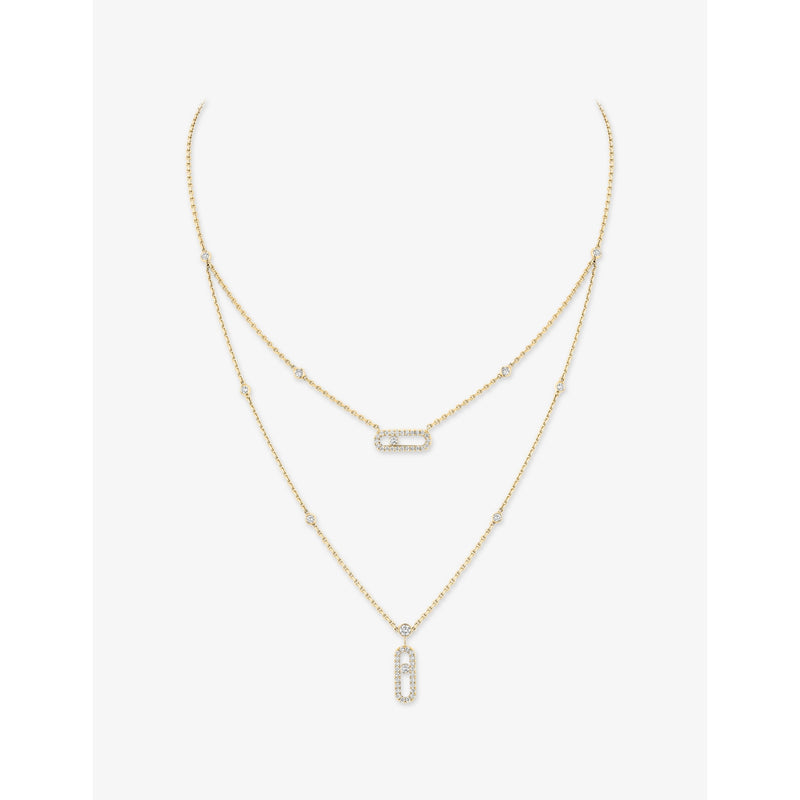 Messika Move Uno two-row pavé 18ct gold diamond necklace, UK version
