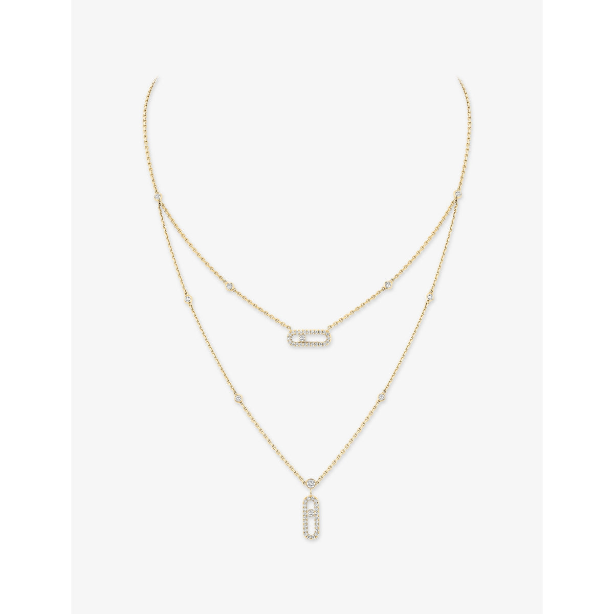 Messika Move Uno two-row pavé 18ct gold diamond necklace, UK version