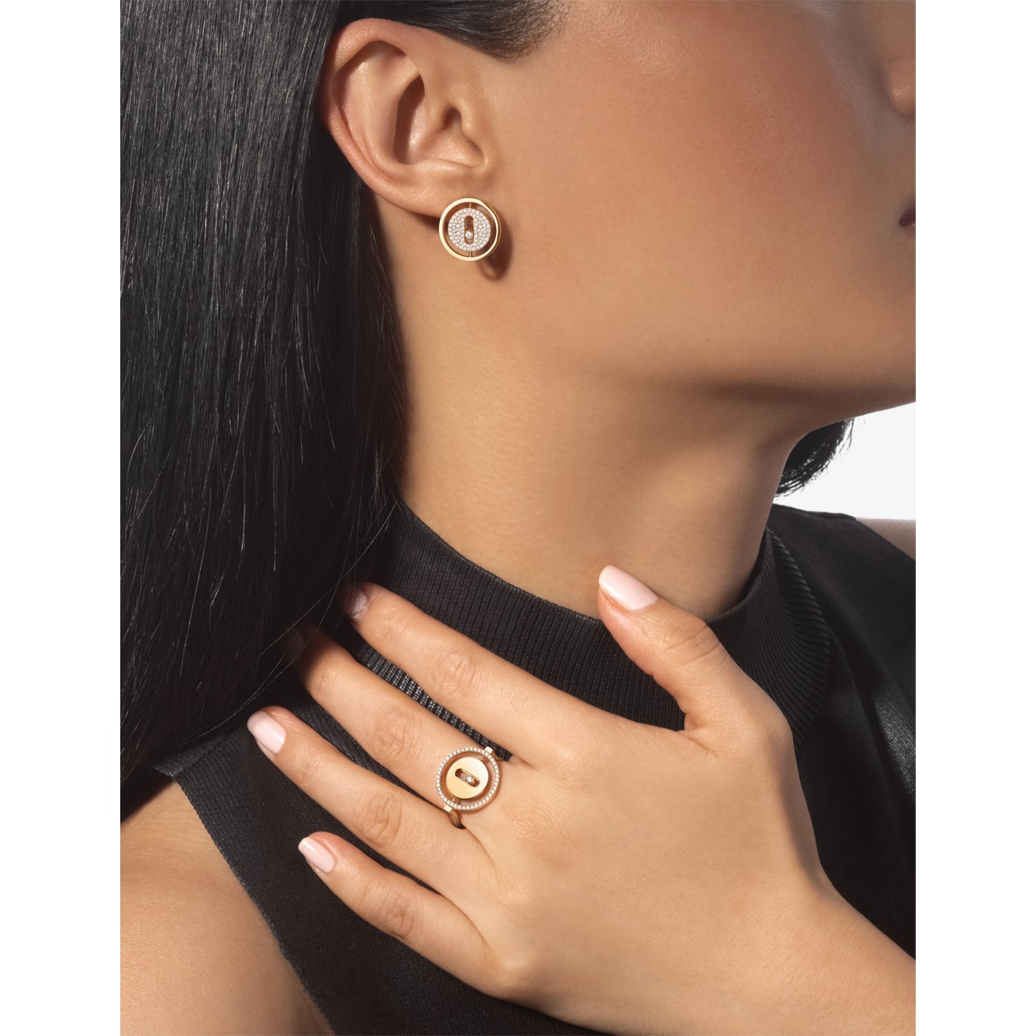 Messika 18ct gold diamond ring 0.17ct halo - British product