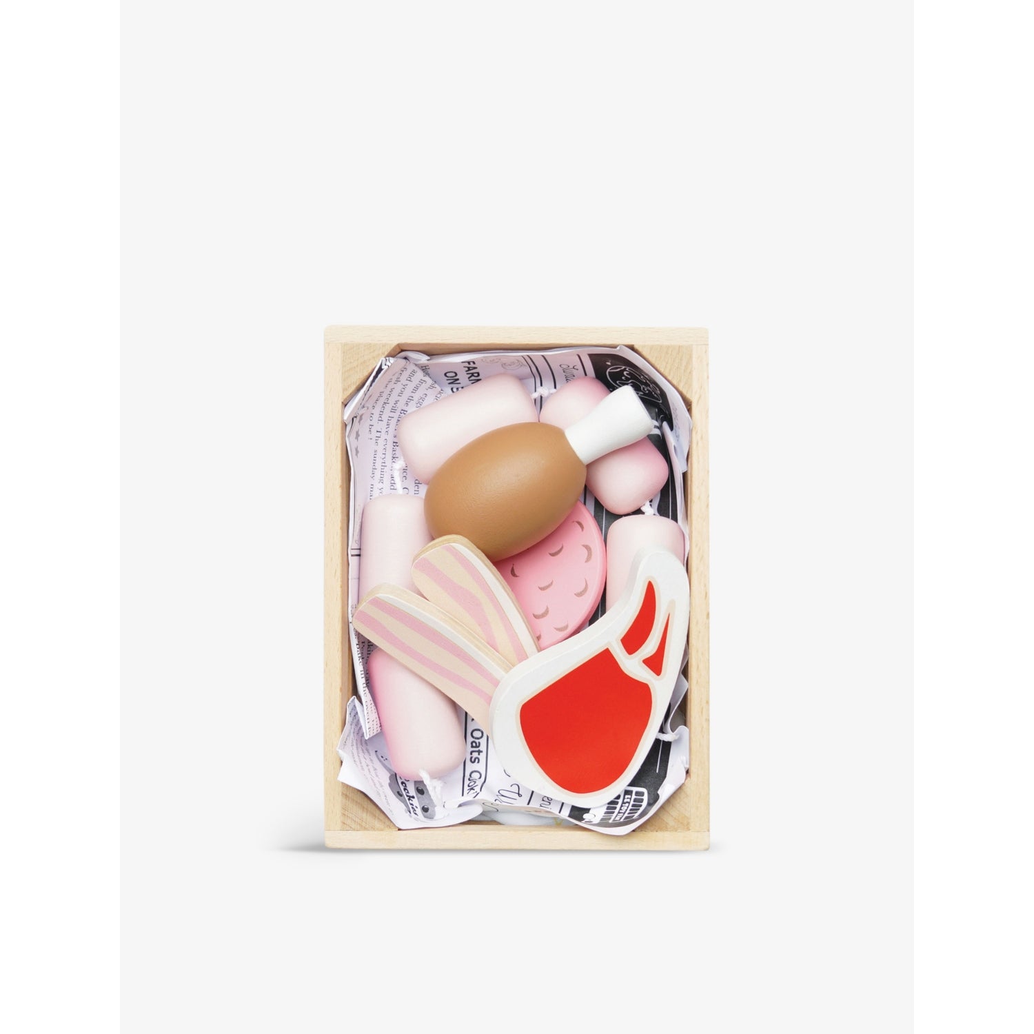 Le Toy Van wooden meat crate toy set, imported from the UK