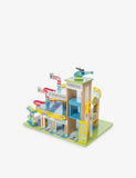 Le Toy Van wooden garage set with car and helicopter, imported from the UK