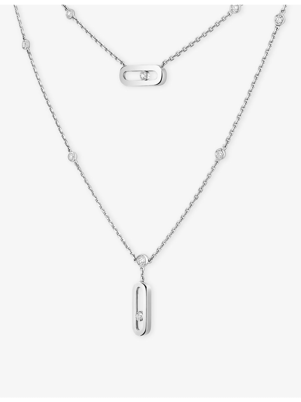 Messika 18ct white gold diamond necklace 45cm, imported from the UK