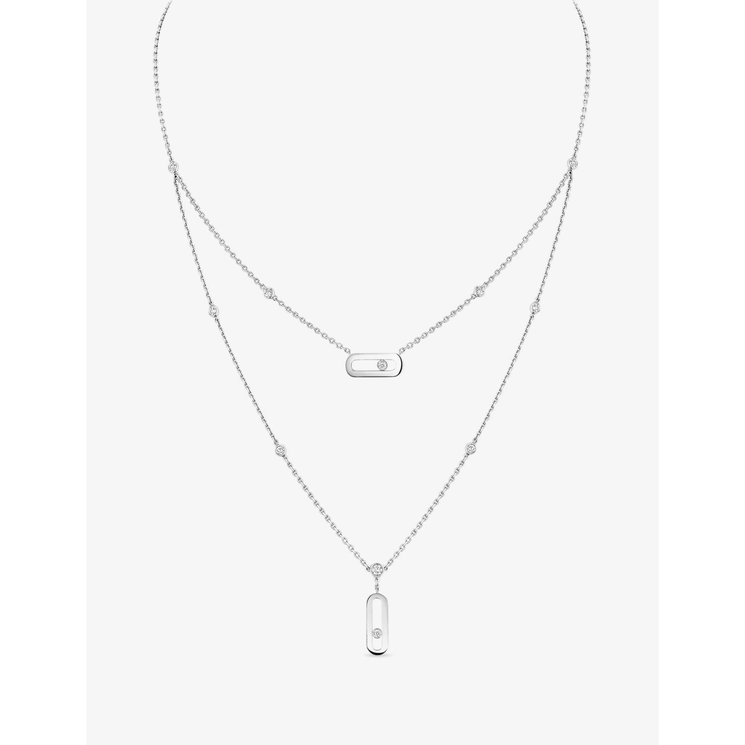 Messika 18ct white gold diamond necklace 45cm, imported from the UK