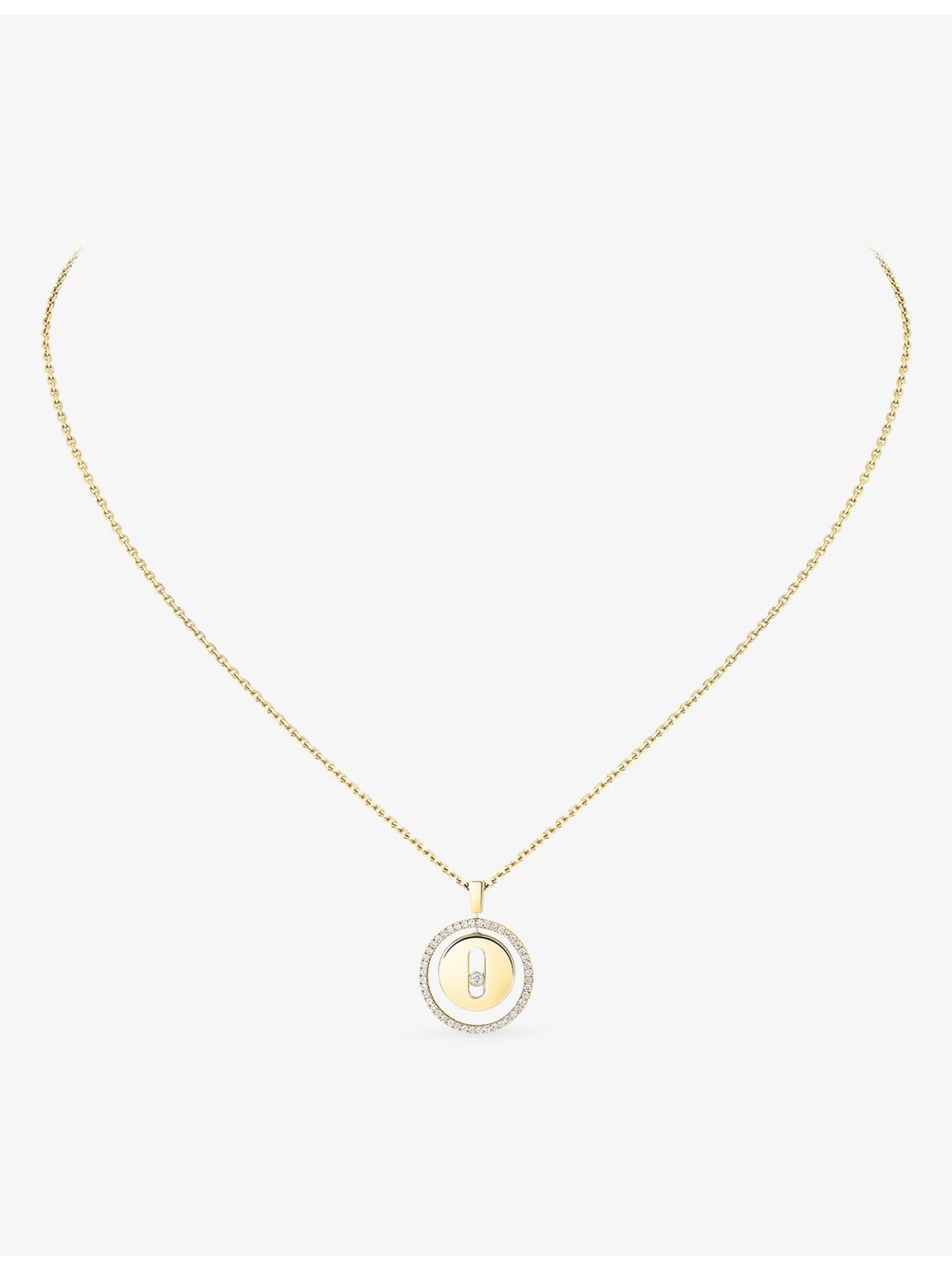 Messika Lucky Move yellow gold diamond necklace 45cm, imported from the UK