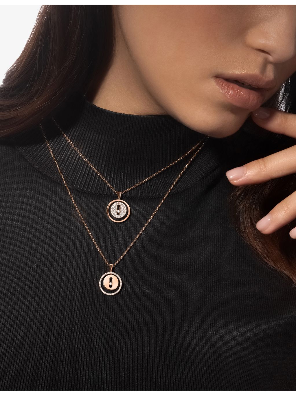 Messika 18ct rose gold diamond necklace 45cm, UK version