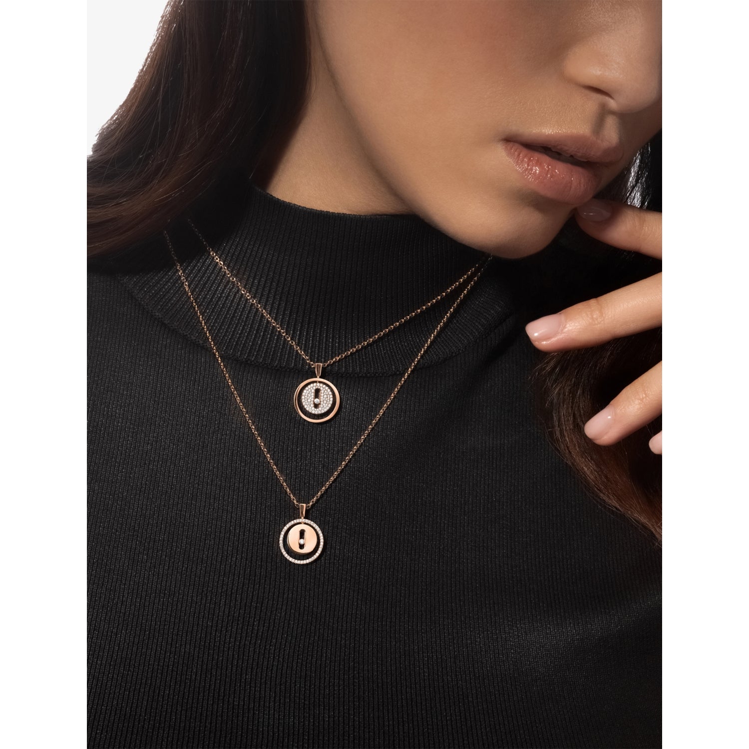 Messika 18ct rose gold diamond necklace 45cm, UK version