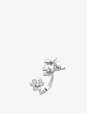 Van Cleef & Arpels Frivole Rhodium Plated 18ct White Gold Diamond Between the Finger Ring Size 44-59