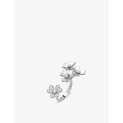 selfridges Van Cleef & Arpels Frivole Rhodium Plated 18ct White Gold Diamond Between the Finger Ring Size 44-59- Buy online at McGrocer