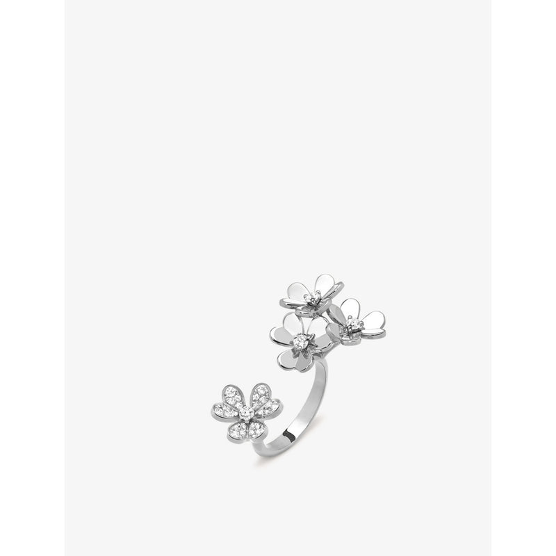 Frivole Rhodium Plated 18ct White-Gold And Diamond Between the Finger Ring - M