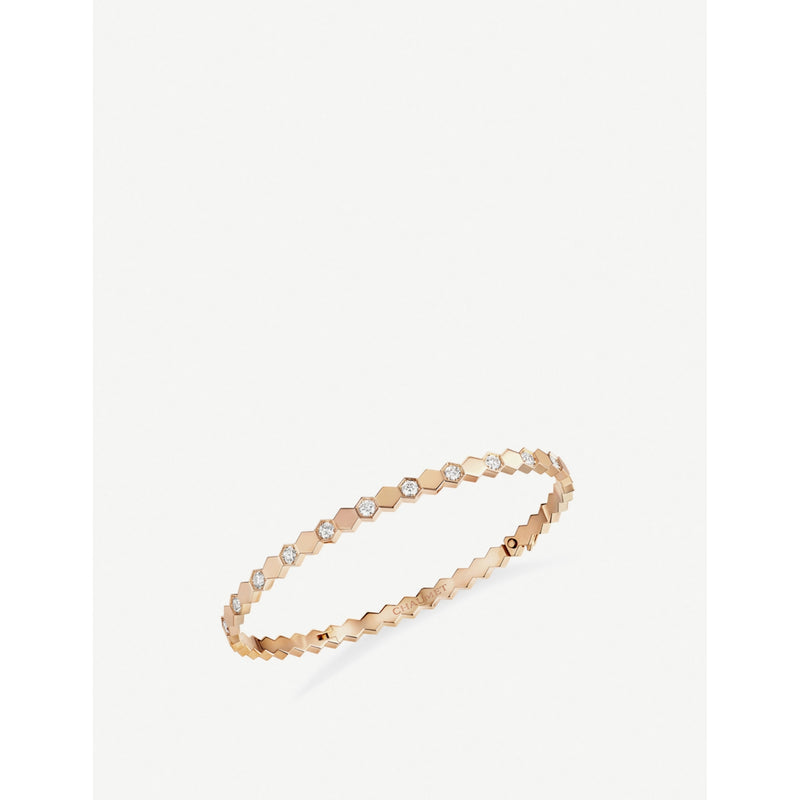 Bee de Chaumet 18ct rose-gold and 0.938ct brilliant-cut diamond bangle - 16cm