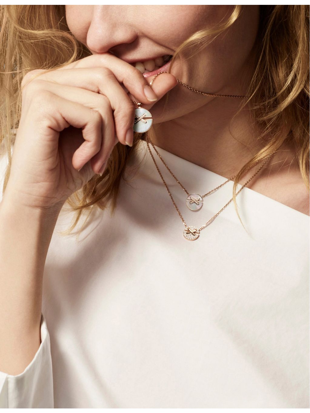 Chaumet Harmony small rose-gold mother-of-pearl diamond necklace, UK version