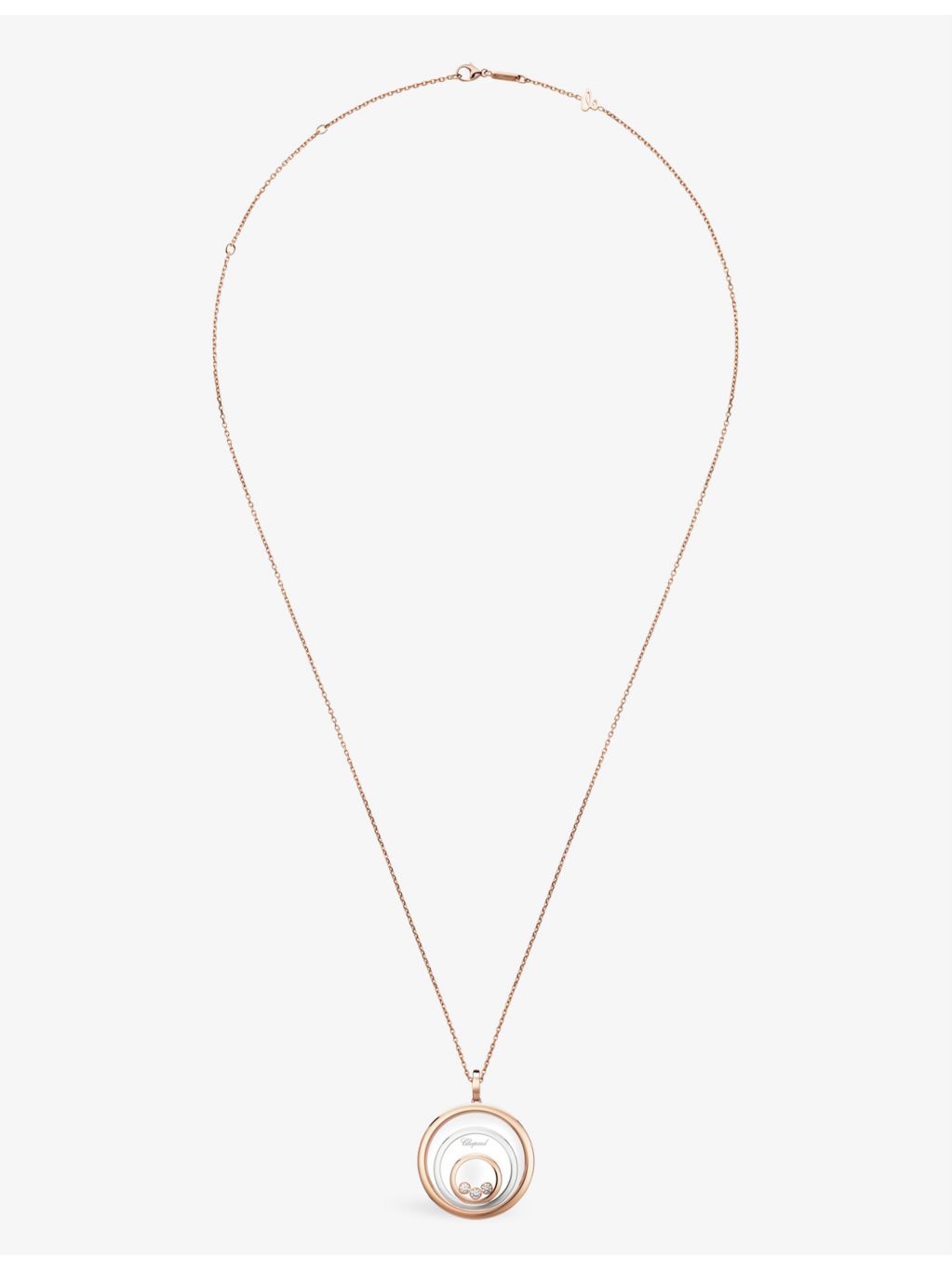 Chopard Happy Spirit 18ct rose-gold white-gold diamond necklace 0.28ct - British product