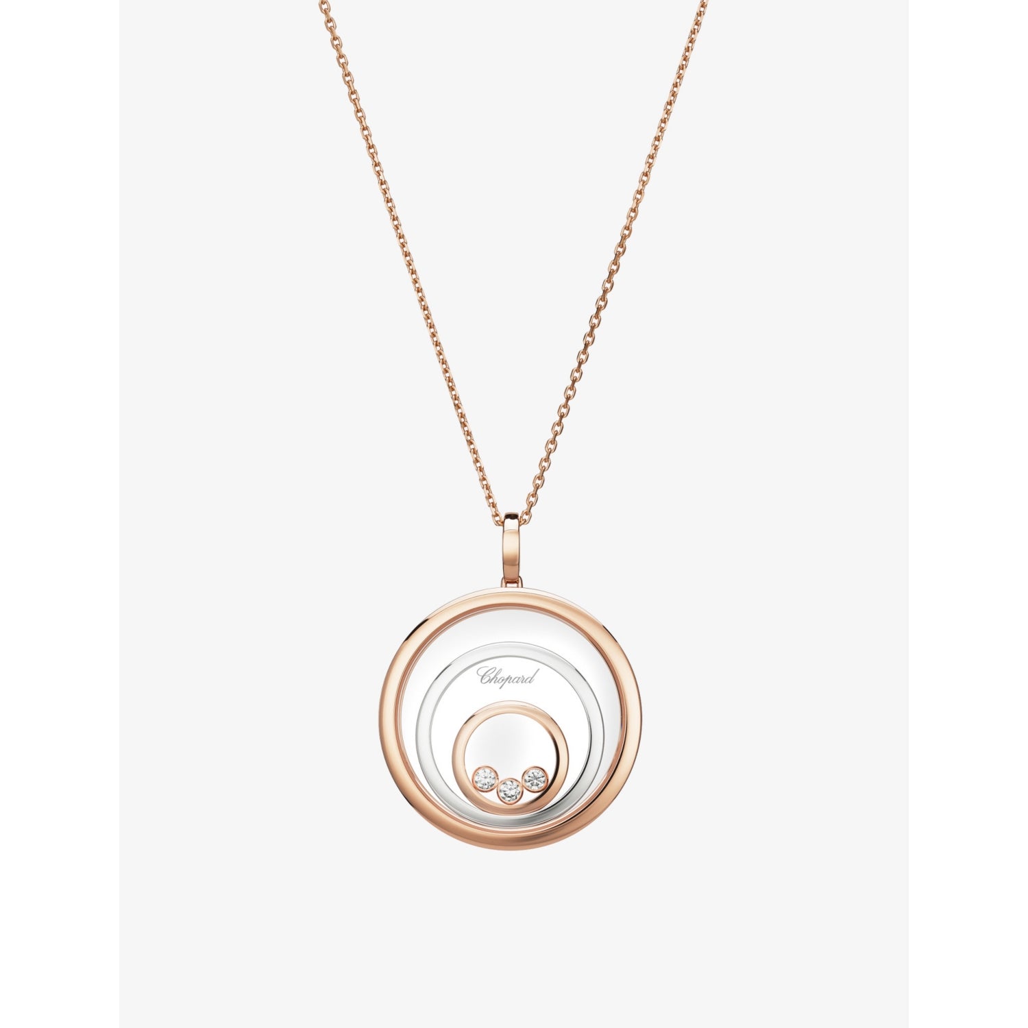 Chopard Happy Spirit 18ct rose-gold white-gold diamond necklace 0.28ct - British product