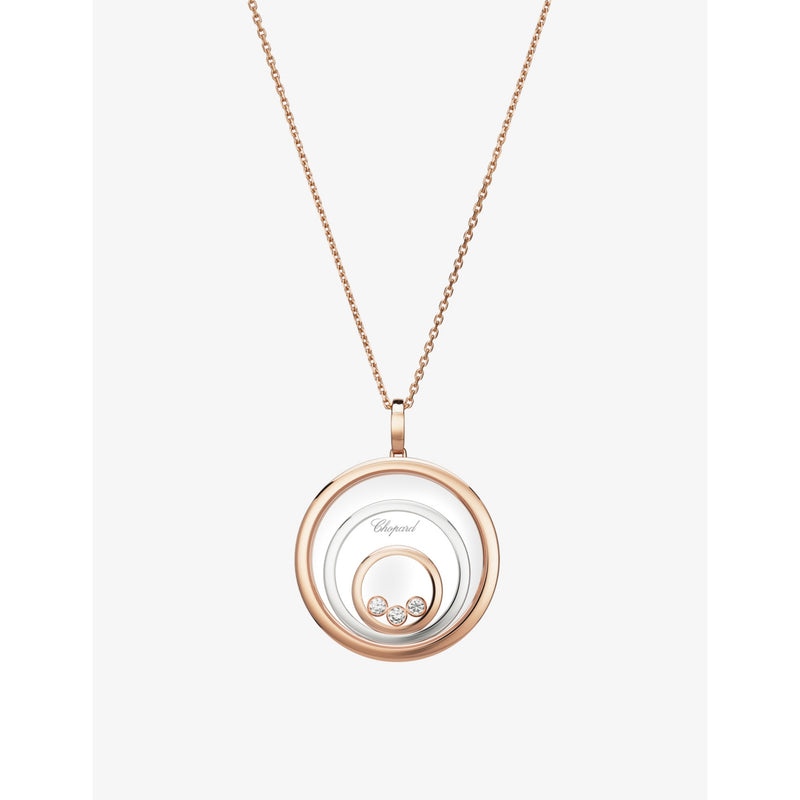 Chopard Happy Spirit 18ct rose-gold white-gold diamond necklace 0.28ct - British product