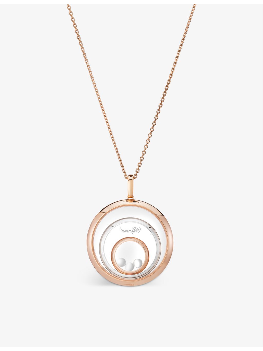 Chopard Happy Spirit 18ct rose-gold white-gold diamond necklace 0.28ct - British product