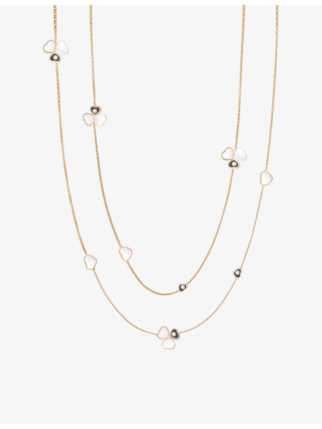 Chopard 18ct rose gold mother-of-pearl diamond necklace 120cm - British product