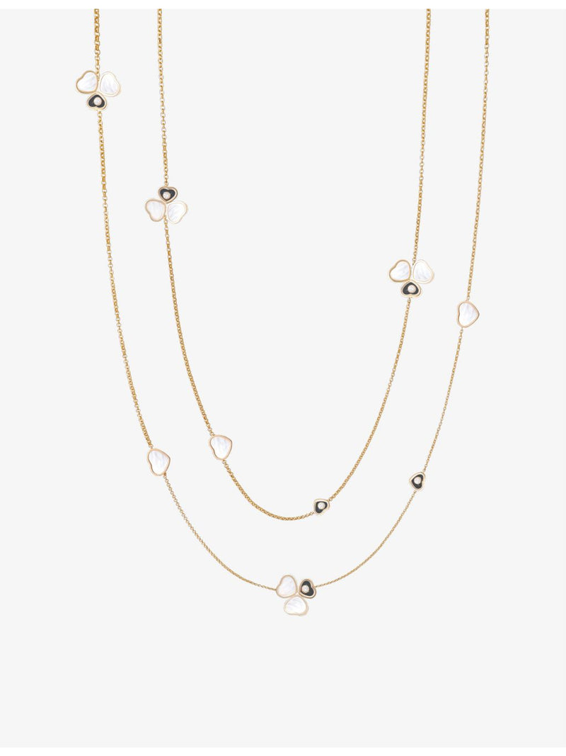 Chopard 18ct rose gold mother-of-pearl diamond necklace 120cm - British product