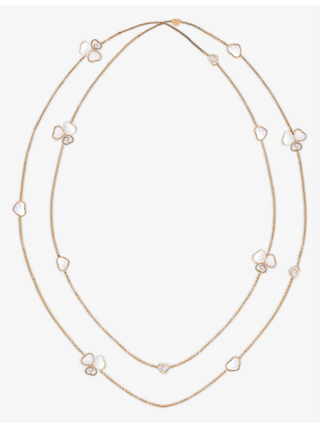 Chopard 18ct rose gold mother-of-pearl diamond necklace 120cm - British product