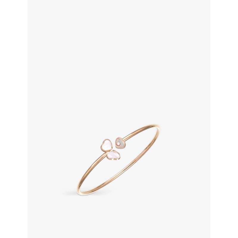 Happy Hearts Wings 18ct rose-gold, mother-of-pearl and diamond bangle - S