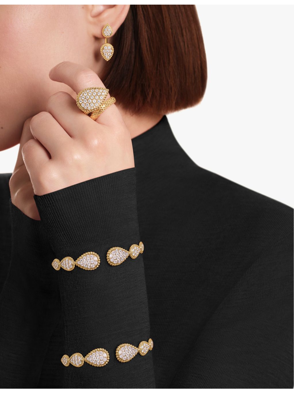 Boucheron Serpent Bohème 18ct yellow gold diamond single earring 9mm, UK version