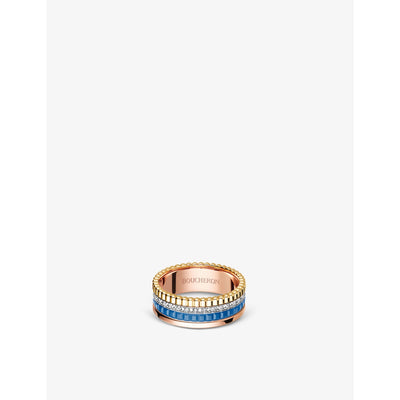 selfridges Boucheron Quatre Blue Edition 18ct Rose-Gold, Yellow-Gold, White-Gold, Ceramic and 0.24ct Diamond Ring- Buy online at McGrocer