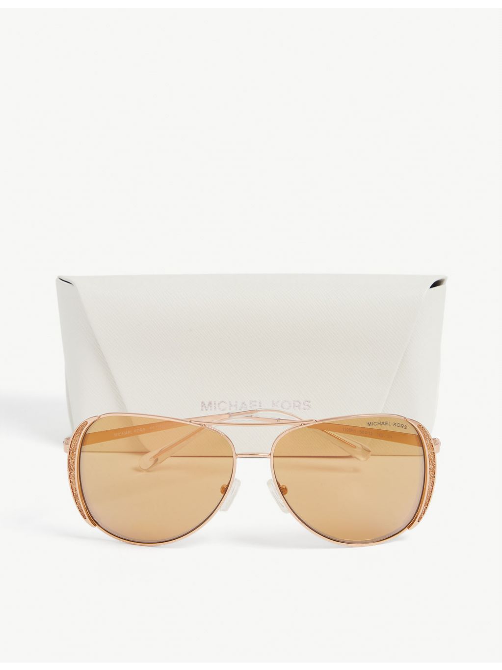Michael Kors aviator sunglasses with rose-gold tinted lenses, UK version