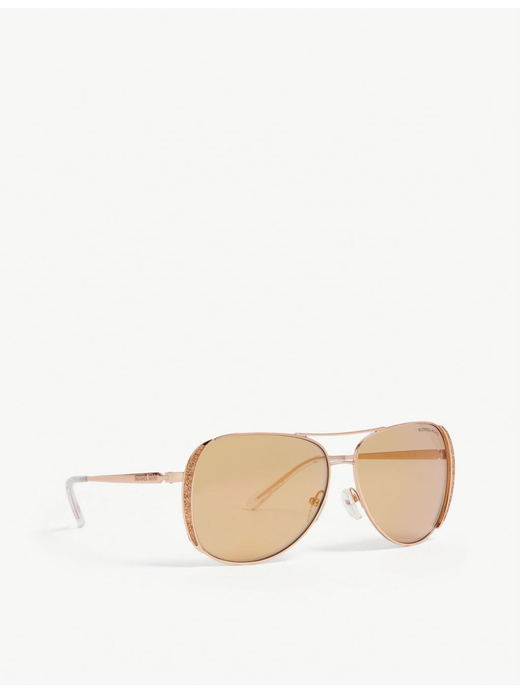 Michael Kors aviator sunglasses with rose-gold tinted lenses, UK version
