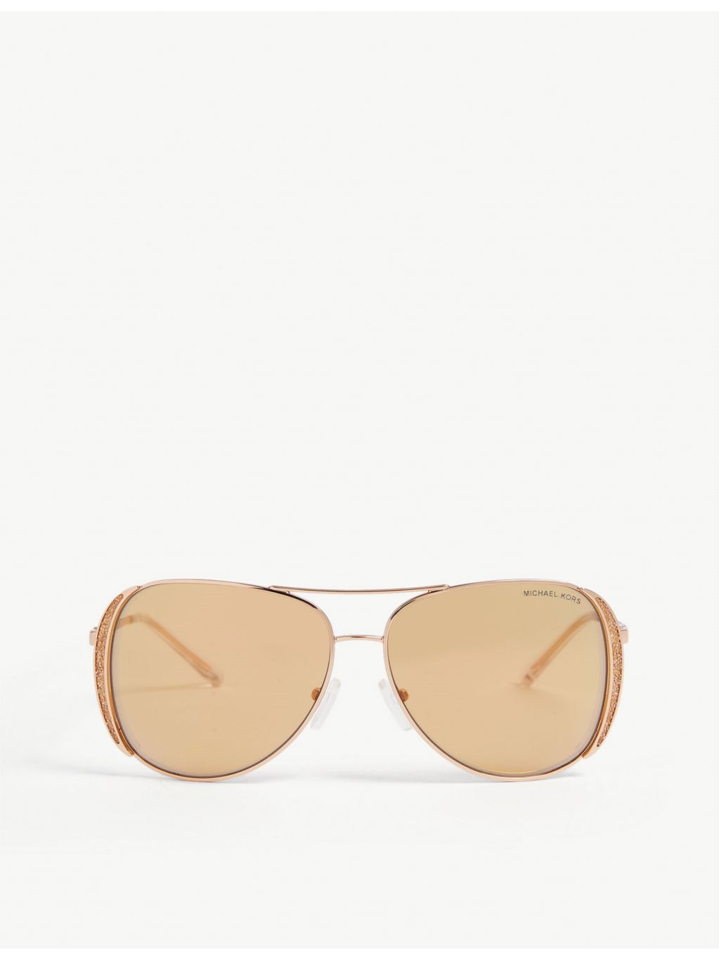 Michael Kors aviator sunglasses with rose-gold tinted lenses, UK version