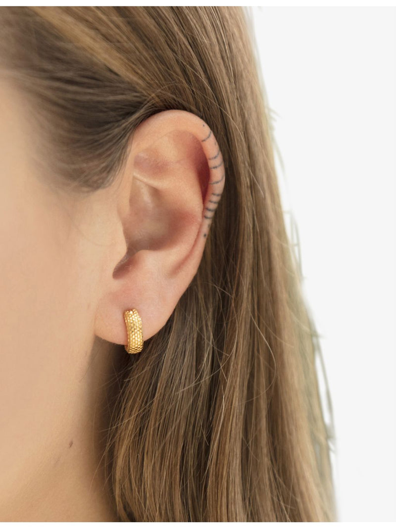 Monica Vinader 18ct yellow-gold vermeil huggie earrings, imported from the UK