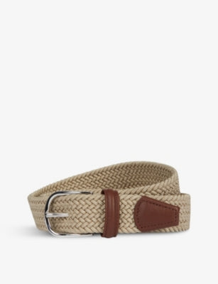 Anderson's belt, woven stretch-elastic fabric with leather trim - British product