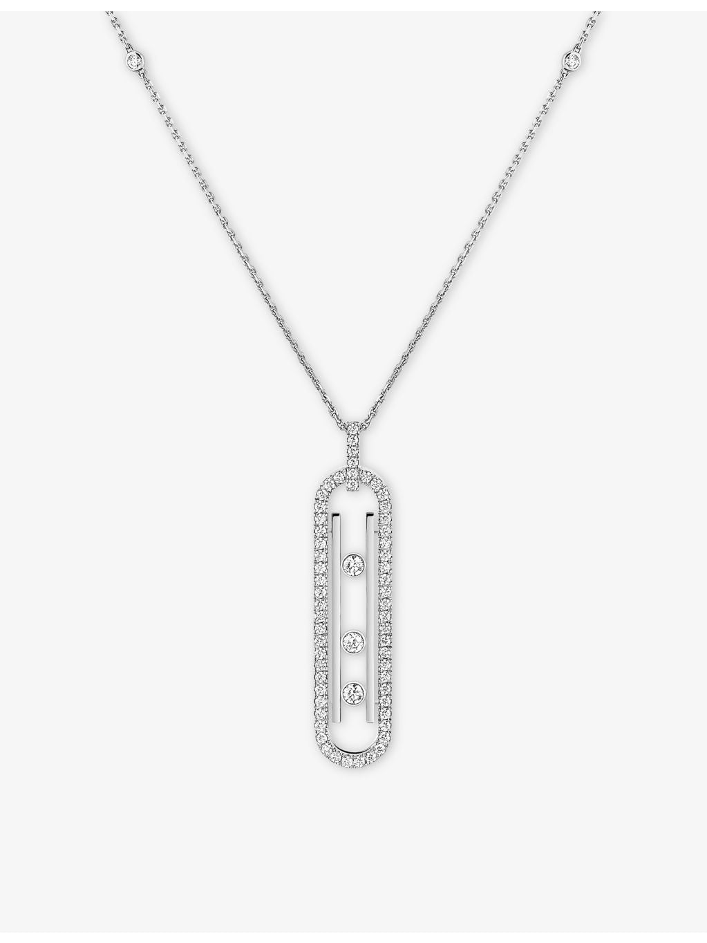 Messika 18ct white gold diamond necklace with 0.74ct stones, UK version