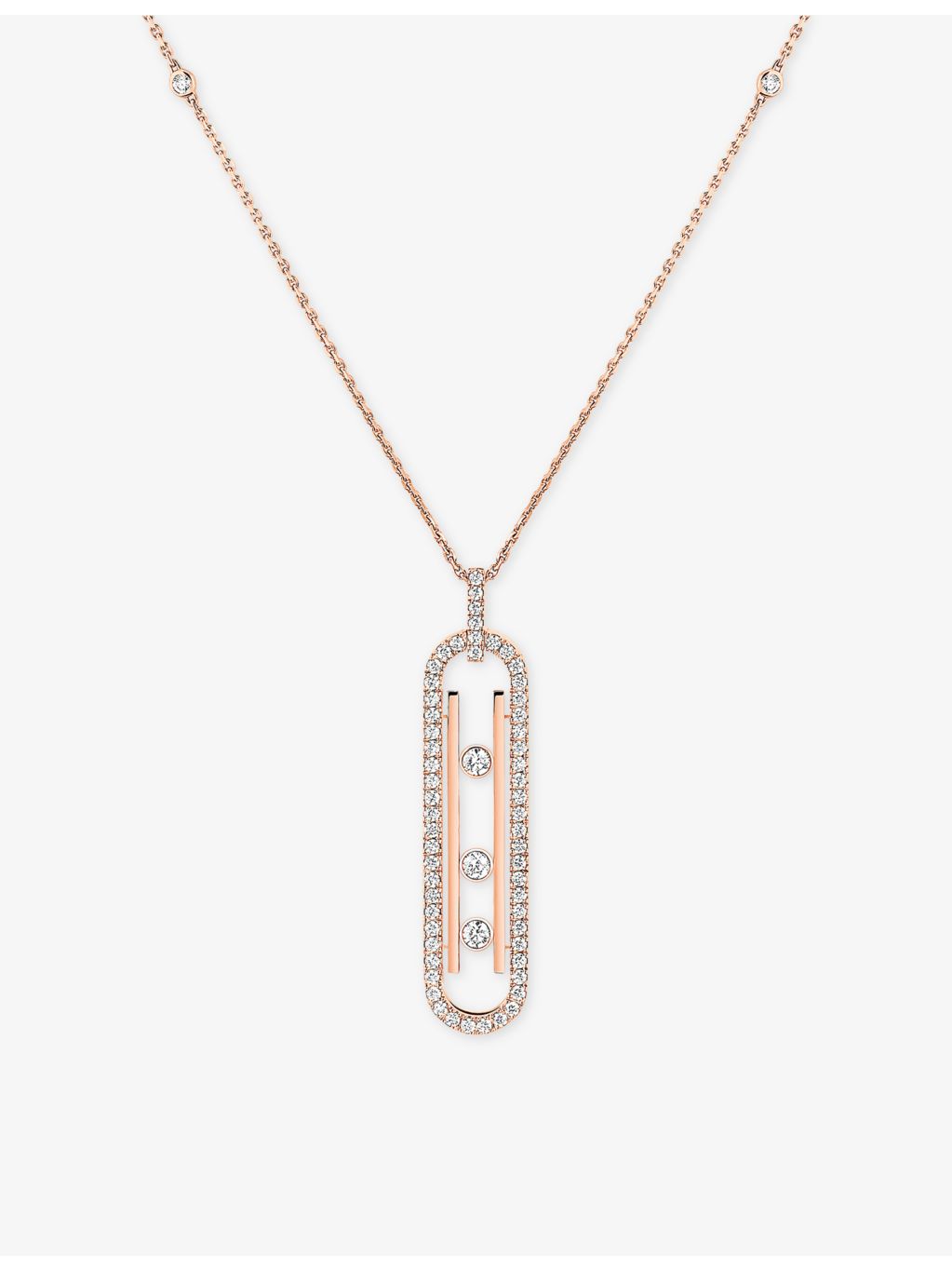 Messika 18ct rose gold diamond pendant necklace 0.74ct - British product