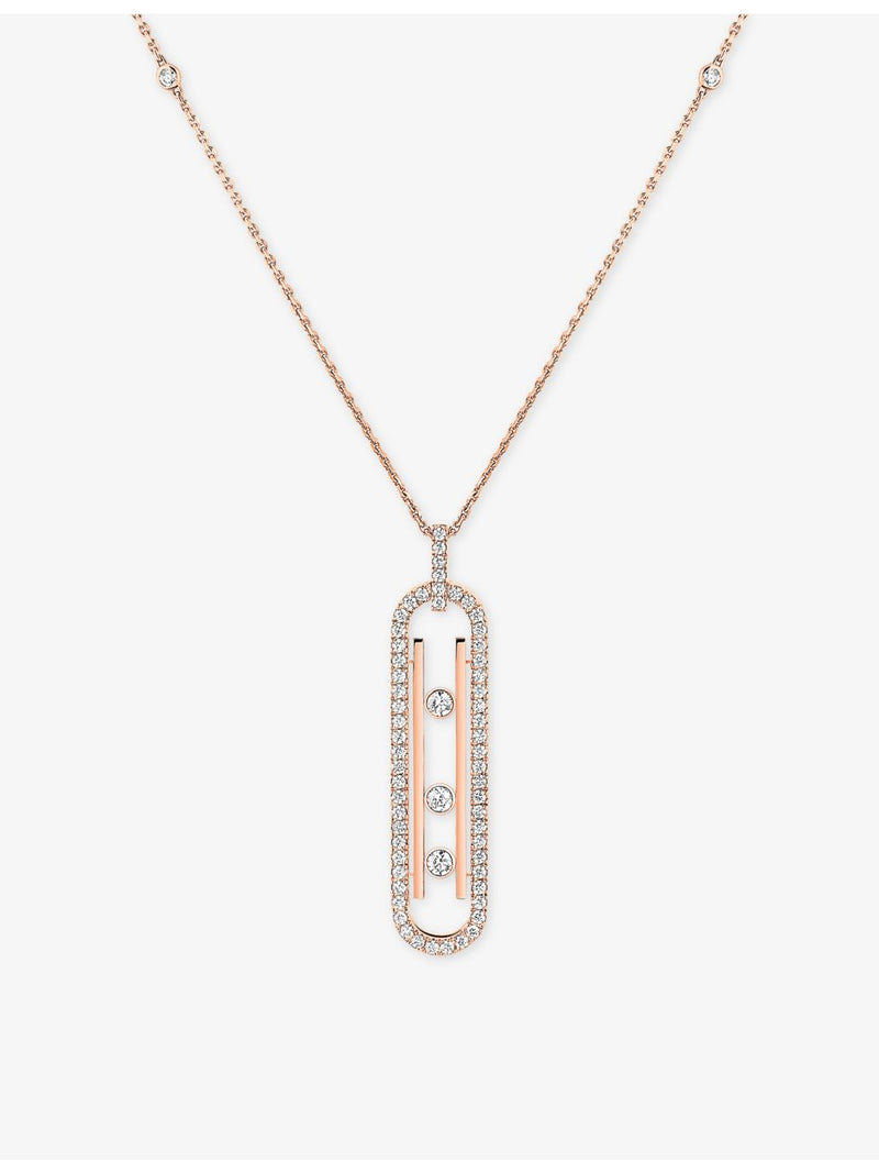 Messika 18ct rose gold diamond pendant necklace 0.74ct - British product