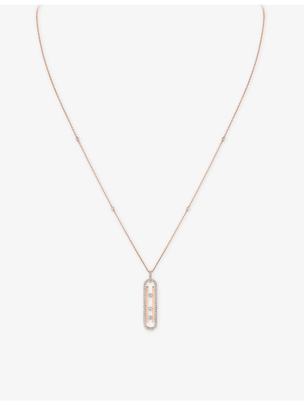 Messika 18ct rose gold diamond pendant necklace 0.74ct - British product
