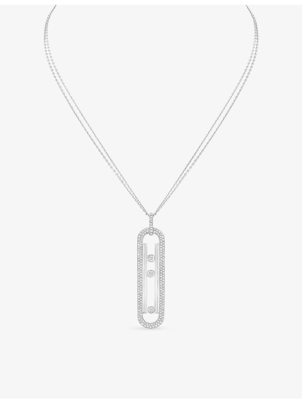 Messika 18ct white gold diamond necklace, imported from the UK