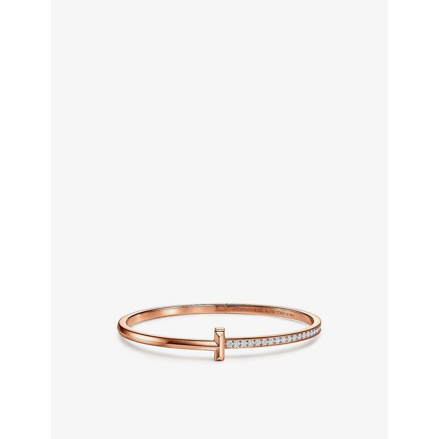 T1 Narrow 18ct rose gold and diamond bracelet - S