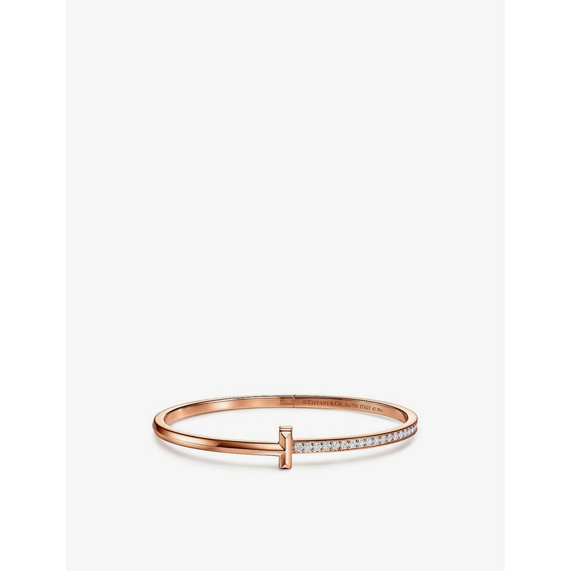 T1 Narrow 18ct rose gold and diamond bracelet - S