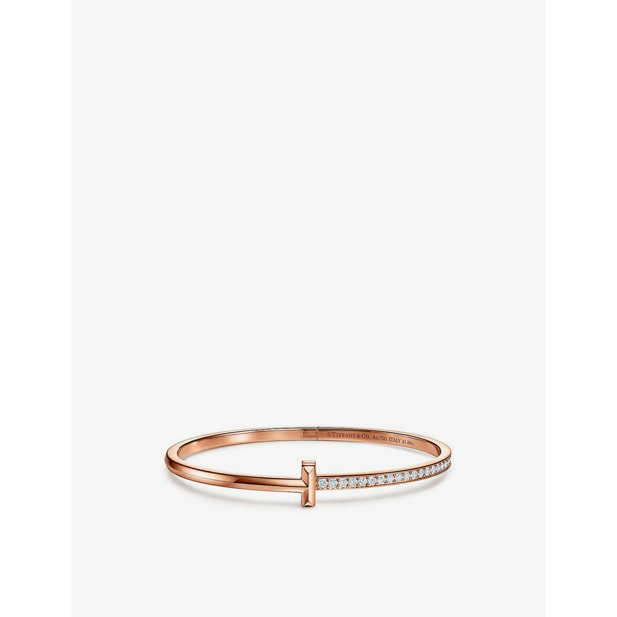 T1 Narrow 18ct rose gold and diamond bracelet - S