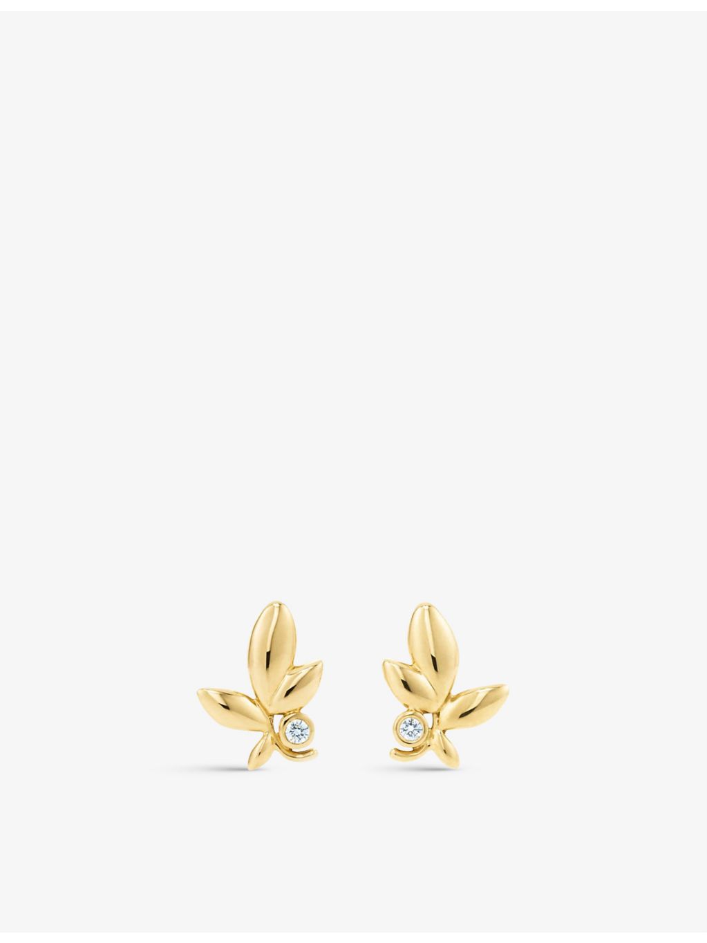 Olive Leaf diamond and 18ct yellow-gold earrings