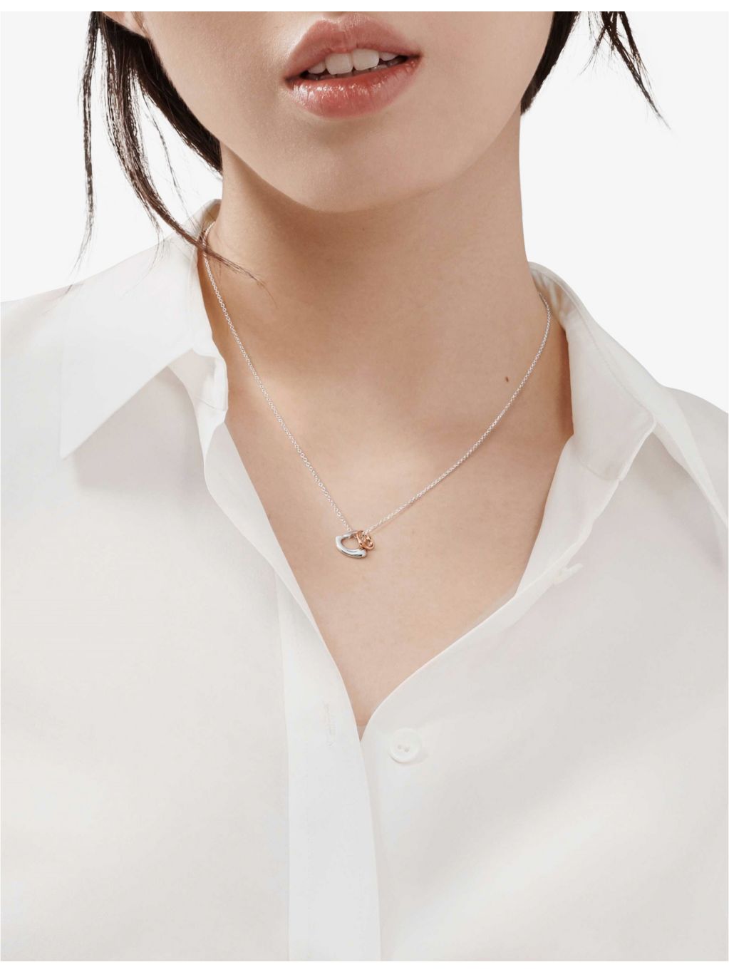 Tiffany & Co Open Heart necklace sterling silver rose gold, UK version