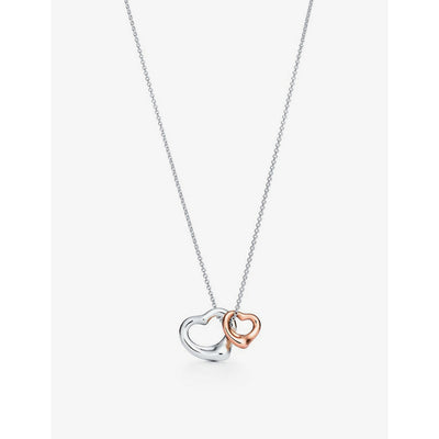 selfridges Tiffany & Co Elsa Peretti Open Heart Sterling Silver and 18ct Rose-Gold Necklace- Buy online at McGrocer