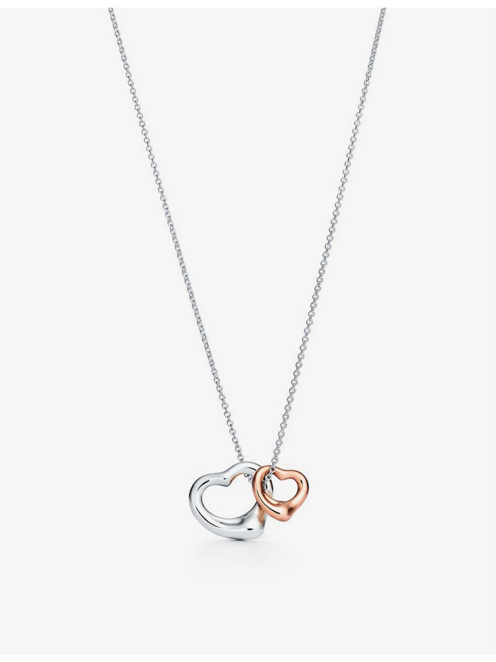Tiffany & Co Open Heart necklace sterling silver rose gold, UK version