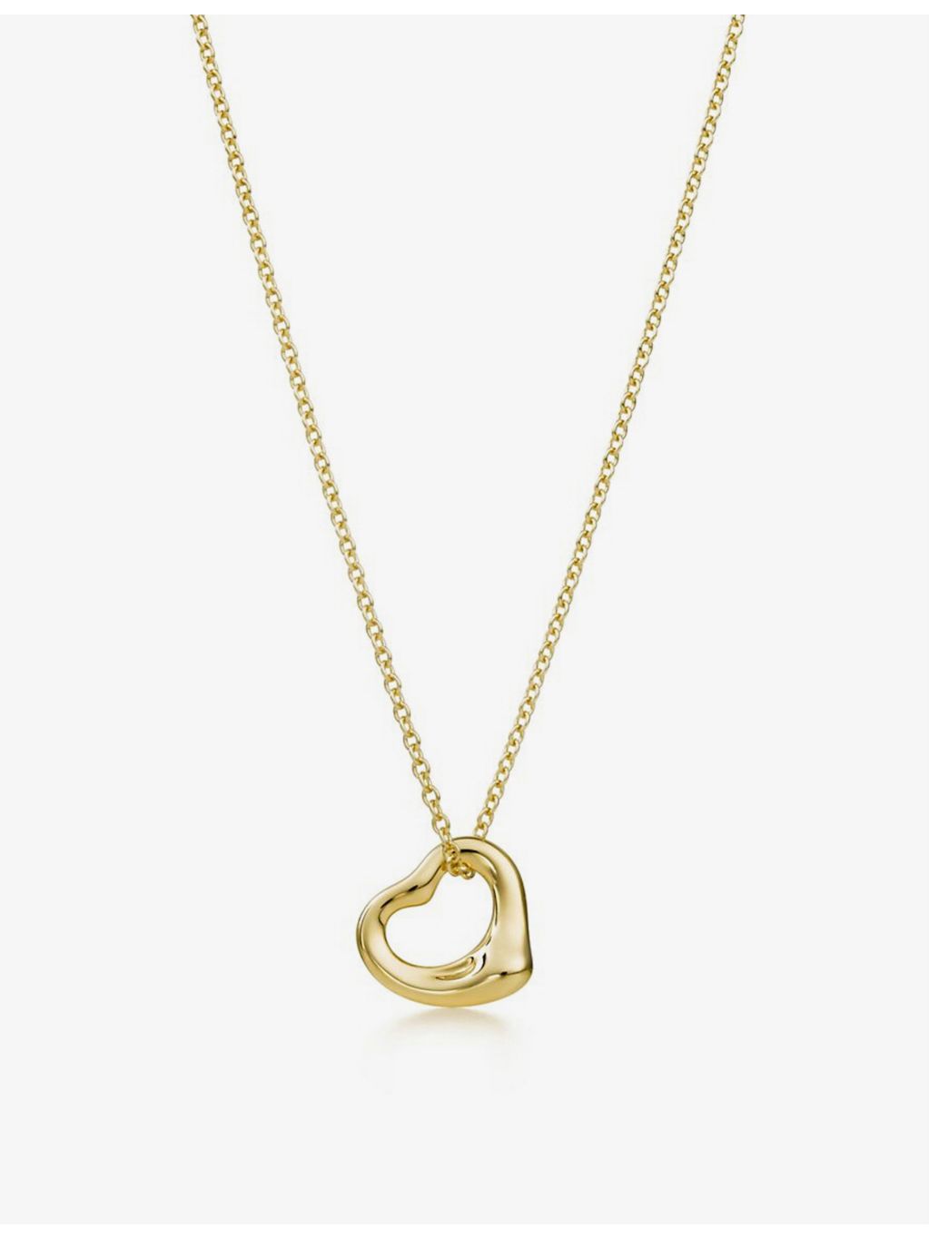 Tiffany & Co Elsa Peretti Open Heart 18ct gold necklace, UK version